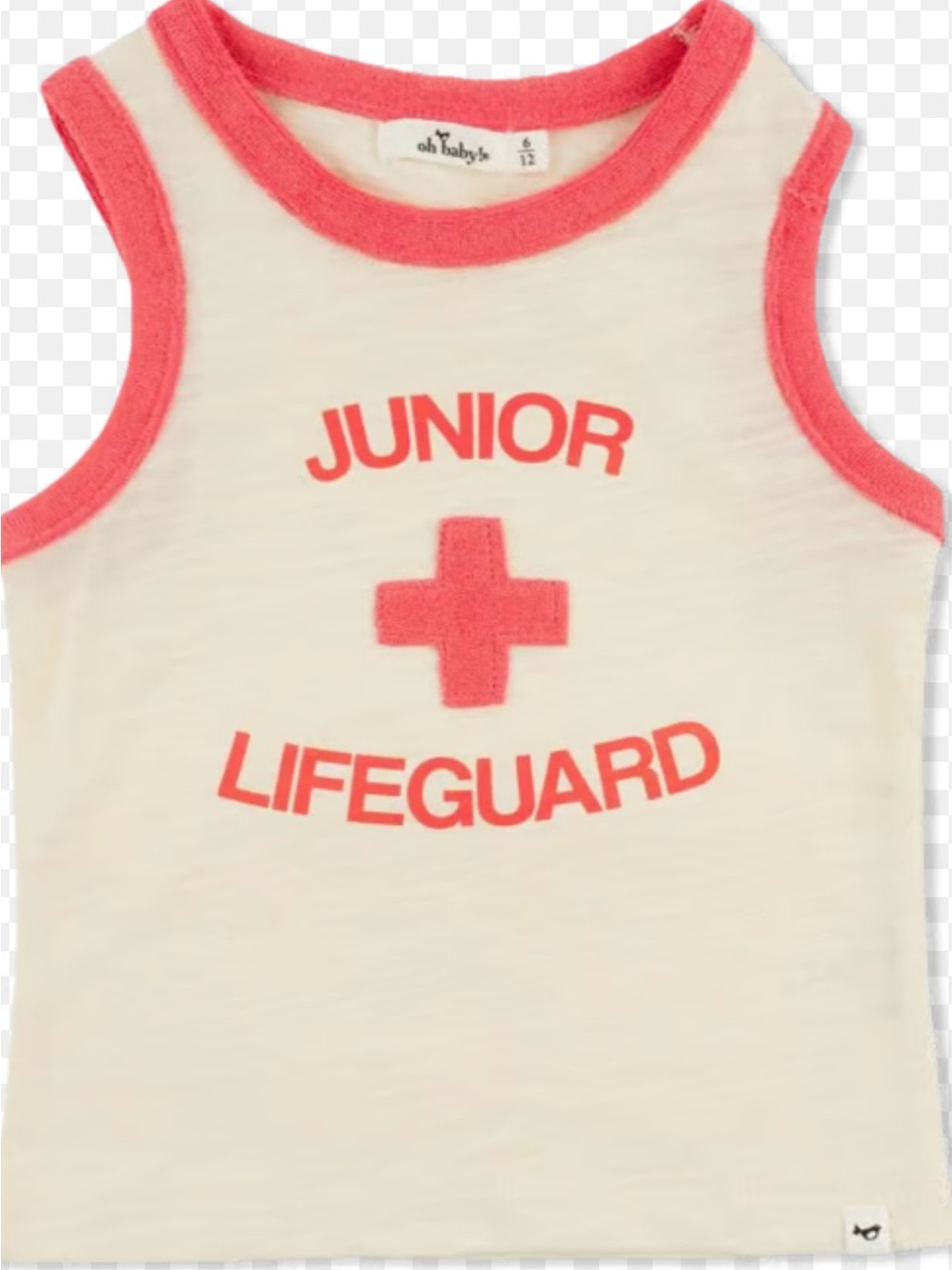 Junior Lifeguard Tank Top - Coral on Cream by oh baby!